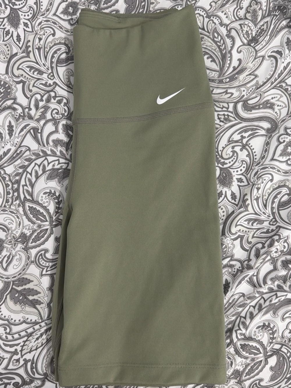Nike Olive Performance Midi Skirt with White Swoosh